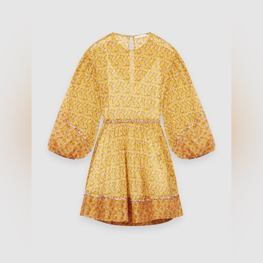 New! Maje Risso Yellow Floral Cut-Out Mini Long Sleeve Dress 🌼 Small - Picture 10 of 16